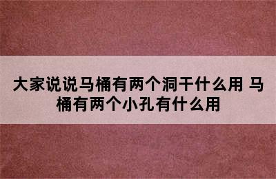 大家说说马桶有两个洞干什么用 马桶有两个小孔有什么用